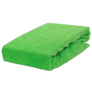 Prześcieradło frotte z fumką w kolorze jaskrawej zieleni.