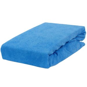 Prześcieradło frotte z gumką niebieskie firmy TuliSen.