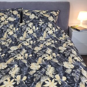 Pościel bawełniana Monstera czarna 160x200 od TuliSen